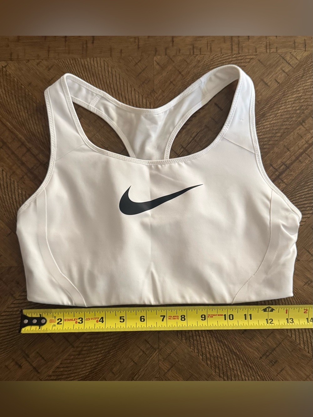 Nike White Racerback Sports Bra with Black Swoosh - size Large - Picture 4 of 13